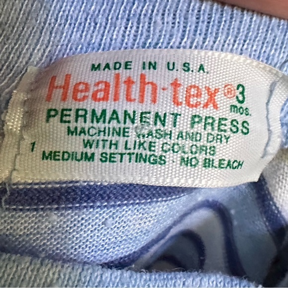 Health-tex 70’s Vintage Baby Blue Striped Soft Shirt and Shorts - Picture 2 of 12